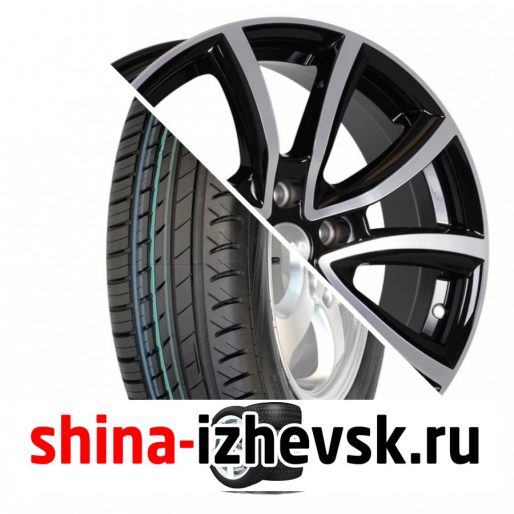 Колесо в сборе Viatti Strada (V-130) 215/55 R17 V 94 + СКАД Онтарио 7xR17 5×114.3 ET45 DIA67.1 Черный глянцевый с полированной лицевой поверхностью в Ижевске